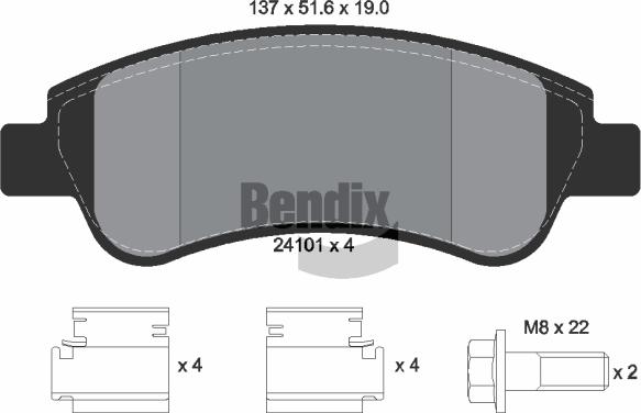 BENDIX Braking BPD1041 - Гальмівні колодки, дискові гальма autozip.com.ua