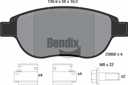 BENDIX Braking BPD1043 - Гальмівні колодки, дискові гальма autozip.com.ua
