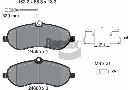 BENDIX Braking BPD1068 - Гальмівні колодки, дискові гальма autozip.com.ua