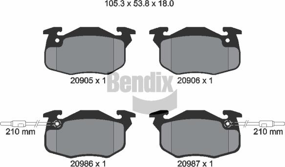 BENDIX Braking BPD1063 - Гальмівні колодки, дискові гальма autozip.com.ua