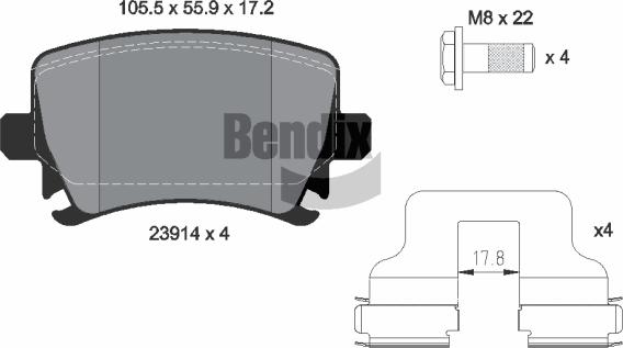 BENDIX Braking BPD1062 - Гальмівні колодки, дискові гальма autozip.com.ua
