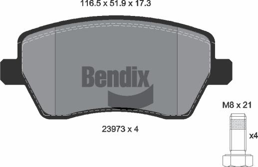 BENDIX Braking BPD1003 - Гальмівні колодки, дискові гальма autozip.com.ua