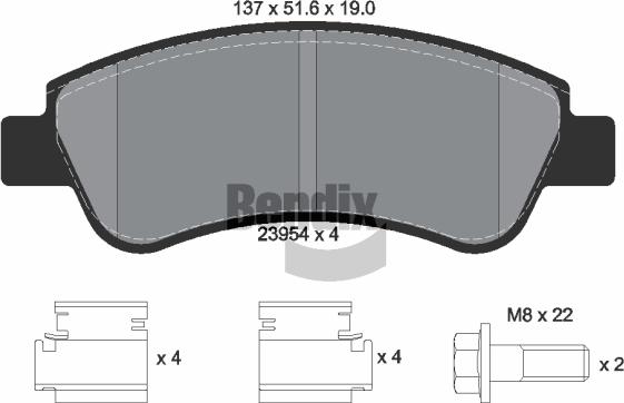 BENDIX Braking BPD1002 - Гальмівні колодки, дискові гальма autozip.com.ua