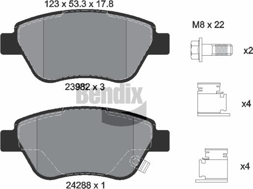 BENDIX Braking BPD1019 - Гальмівні колодки, дискові гальма autozip.com.ua