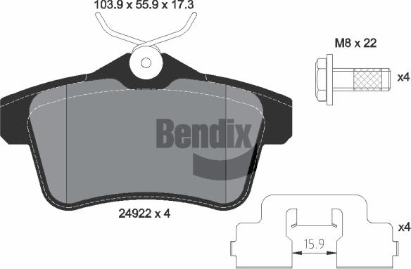 BENDIX Braking BPD1086 - Гальмівні колодки, дискові гальма autozip.com.ua