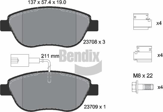 BENDIX Braking BPD1039 - Гальмівні колодки, дискові гальма autozip.com.ua