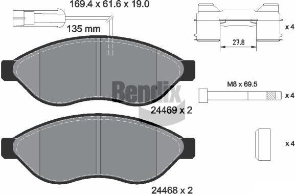 BENDIX Braking BPD1034 - Гальмівні колодки, дискові гальма autozip.com.ua