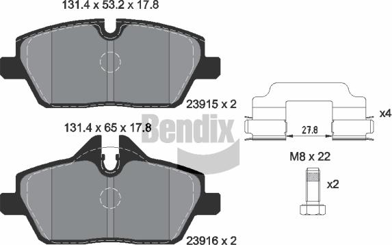 BENDIX Braking BPD1030 - Гальмівні колодки, дискові гальма autozip.com.ua