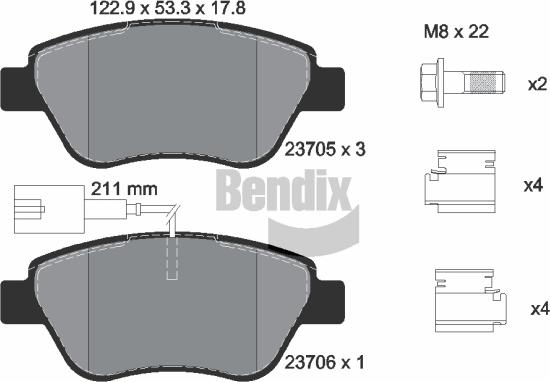 BENDIX Braking BPD1028 - Гальмівні колодки, дискові гальма autozip.com.ua
