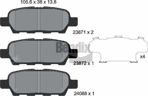 BENDIX Braking BPD1071 - Гальмівні колодки, дискові гальма autozip.com.ua