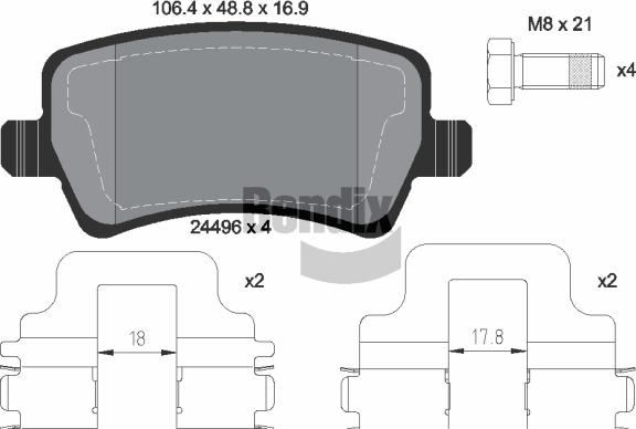 BENDIX Braking BPD1194 - Гальмівні колодки, дискові гальма autozip.com.ua