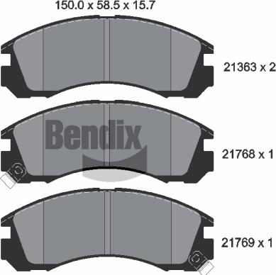 BENDIX Braking BPD1195 - Гальмівні колодки, дискові гальма autozip.com.ua