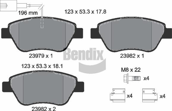 BENDIX Braking BPD1140 - Гальмівні колодки, дискові гальма autozip.com.ua