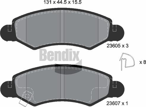 BENDIX Braking BPD1169 - Гальмівні колодки, дискові гальма autozip.com.ua