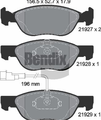 BENDIX Braking BPD1160 - Гальмівні колодки, дискові гальма autozip.com.ua
