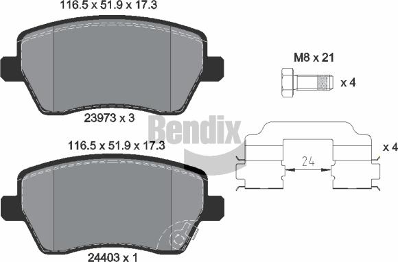 BENDIX Braking BPD1168 - Гальмівні колодки, дискові гальма autozip.com.ua