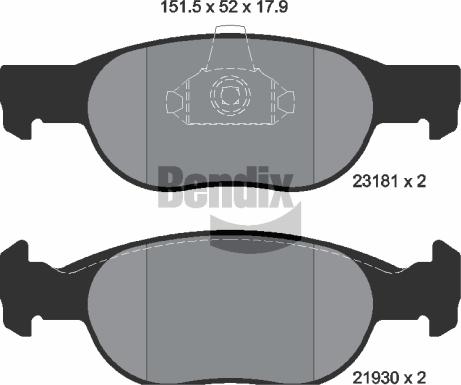 BENDIX Braking BPD1167 - Гальмівні колодки, дискові гальма autozip.com.ua