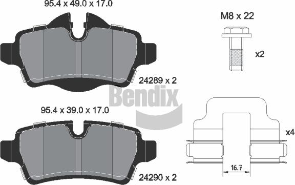 BENDIX Braking BPD1101 - Гальмівні колодки, дискові гальма autozip.com.ua