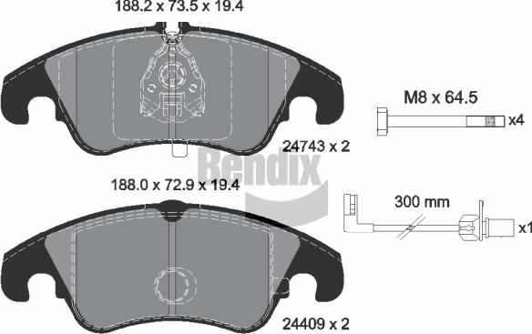 BENDIX Braking BPD1108 - Гальмівні колодки, дискові гальма autozip.com.ua