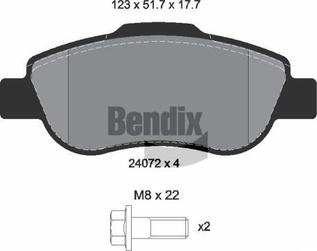 BENDIX Braking BPD1186 - Гальмівні колодки, дискові гальма autozip.com.ua