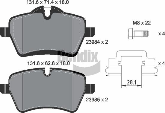 BENDIX Braking BPD1188 - Гальмівні колодки, дискові гальма autozip.com.ua