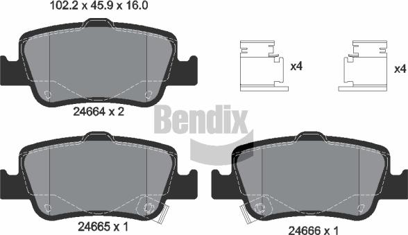 BENDIX Braking BPD1183 - Гальмівні колодки, дискові гальма autozip.com.ua
