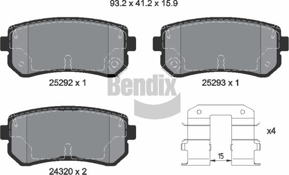 BENDIX Braking BPD1136 - Гальмівні колодки, дискові гальма autozip.com.ua