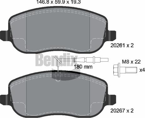 BENDIX Braking BPD1128 - Гальмівні колодки, дискові гальма autozip.com.ua