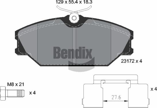BENDIX Braking BPD1127 - Гальмівні колодки, дискові гальма autozip.com.ua