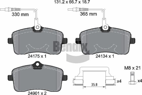 BENDIX Braking BPD1174 - Гальмівні колодки, дискові гальма autozip.com.ua