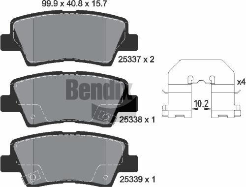 BENDIX Braking BPD1176 - Гальмівні колодки, дискові гальма autozip.com.ua