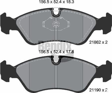 BENDIX Braking BPD1854 - Гальмівні колодки, дискові гальма autozip.com.ua