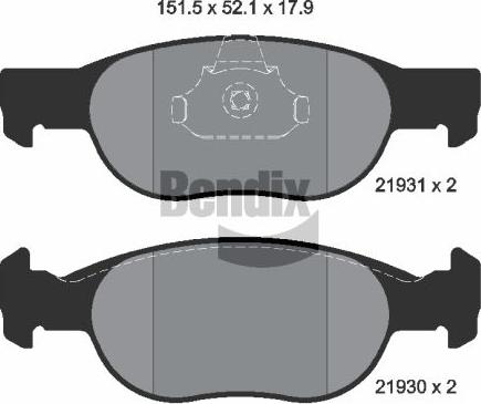 BENDIX Braking BPD1864 - Гальмівні колодки, дискові гальма autozip.com.ua