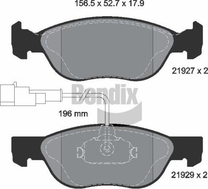 BENDIX Braking BPD1863 - Гальмівні колодки, дискові гальма autozip.com.ua