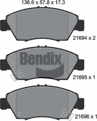 BENDIX Braking BPD1834 - Гальмівні колодки, дискові гальма autozip.com.ua