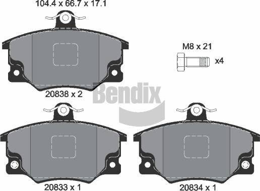 BENDIX Braking BPD1391 - Гальмівні колодки, дискові гальма autozip.com.ua