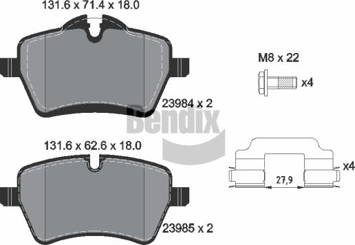 BENDIX Braking BPD1352 - Гальмівні колодки, дискові гальма autozip.com.ua
