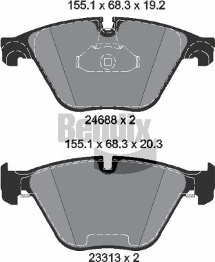 BENDIX Braking BPD1366 - Гальмівні колодки, дискові гальма autozip.com.ua