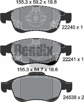 BENDIX Braking BPD1309 - Гальмівні колодки, дискові гальма autozip.com.ua