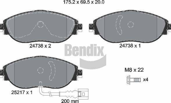 BENDIX Braking BPD1302 - Гальмівні колодки, дискові гальма autozip.com.ua