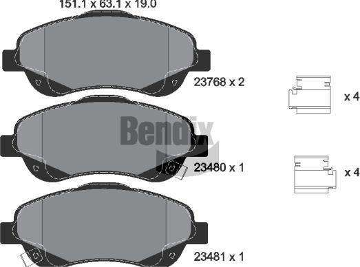 BENDIX Braking BPD1319 - Гальмівні колодки, дискові гальма autozip.com.ua