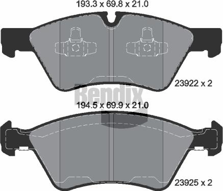 BENDIX Braking BPD1387 - Гальмівні колодки, дискові гальма autozip.com.ua