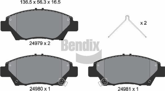 BENDIX Braking BPD1326 - Гальмівні колодки, дискові гальма autozip.com.ua