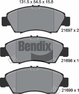 BENDIX Braking BPD1327 - Гальмівні колодки, дискові гальма autozip.com.ua