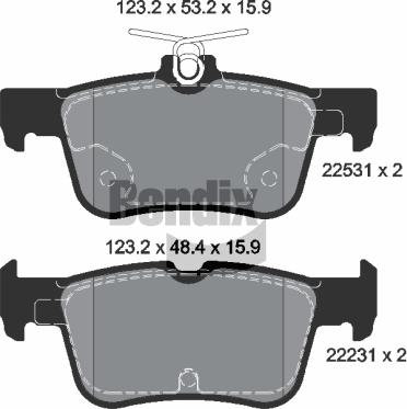 BENDIX Braking BPD1373 - Гальмівні колодки, дискові гальма autozip.com.ua