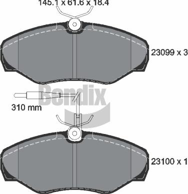 BENDIX Braking BPD1293 - Гальмівні колодки, дискові гальма autozip.com.ua
