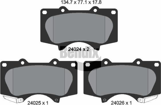 BENDIX Braking BPD1246 - Гальмівні колодки, дискові гальма autozip.com.ua