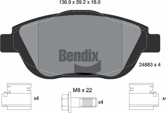 BENDIX Braking BPD1214 - Гальмівні колодки, дискові гальма autozip.com.ua
