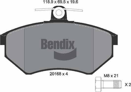BENDIX Braking BPD1284 - Гальмівні колодки, дискові гальма autozip.com.ua
