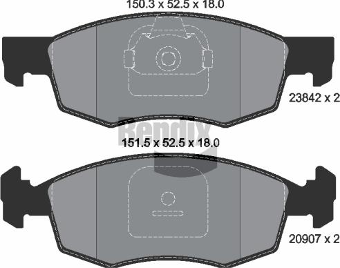 BENDIX Braking BPD1222 - Гальмівні колодки, дискові гальма autozip.com.ua